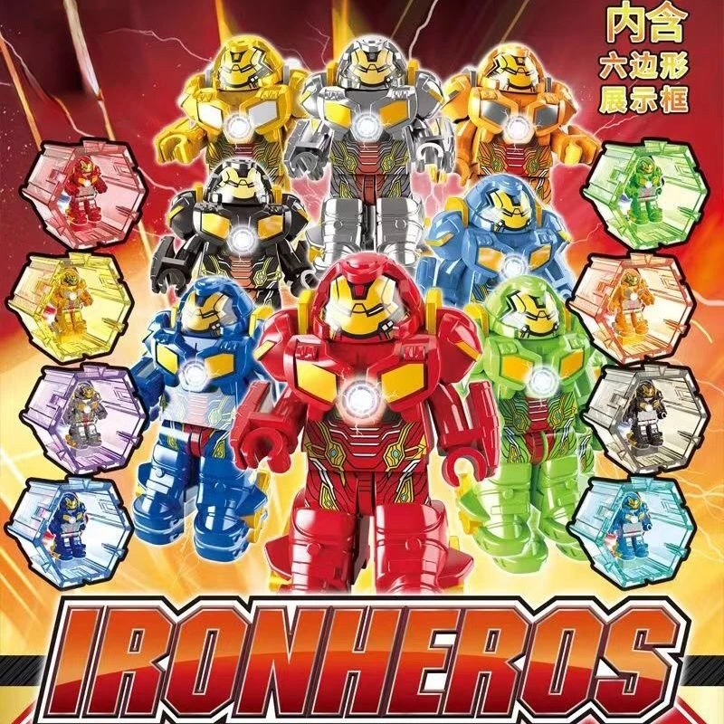 Marvel Hulkbuster Mecha Esagonale Display Frame Animazione Puzzle Periferico Assemblaggio Blocchi Di Costruzione Minifigure Giocattoli Ornamenti