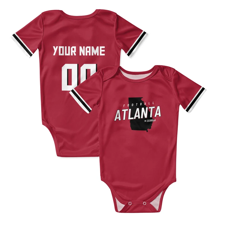 Red Baby Romper American Football Fans Infant Wear Playsuit Newborn Clothes Sublimation Blanks Rugby Jumpsuit Overalls