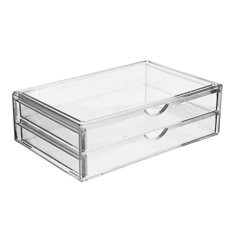 

2 Layer Plastic Transparent Lipstick Nail Polish Organizer Cosmetics Display Rack Storage Case Jewelry Organizer Box 34.5cm