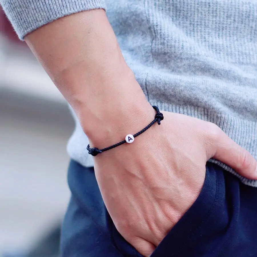 Handmade Black String Unisex Bracelet with Adjustable Closure