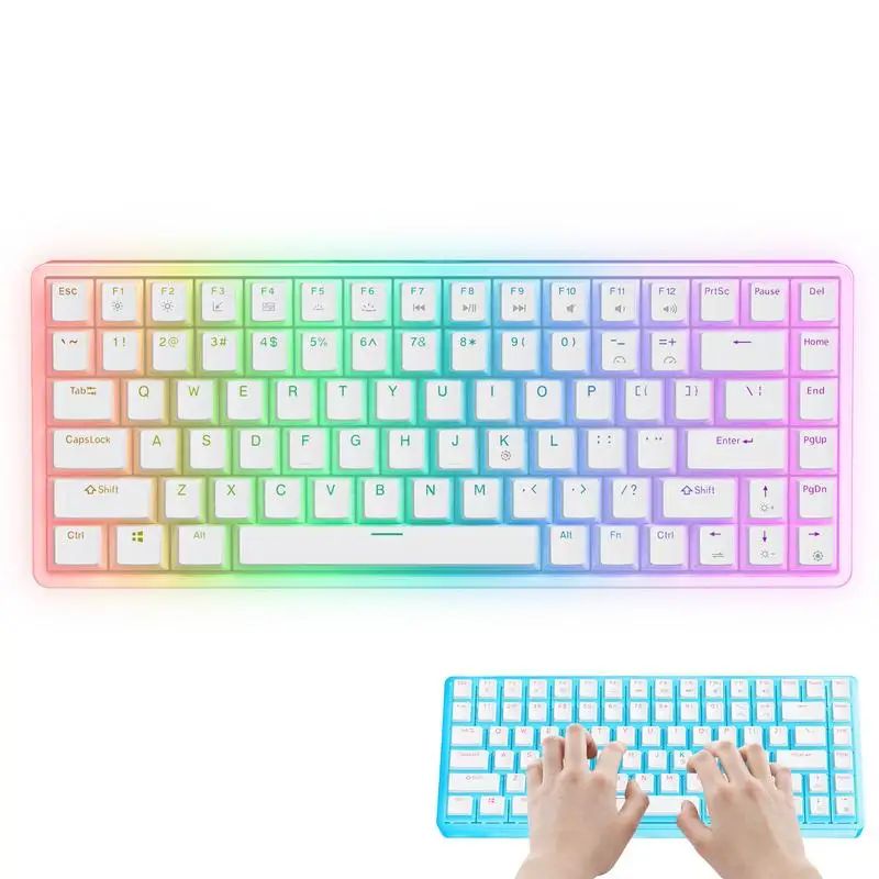 

White Mechanical Keyboard Wired LED Backlit Computer Keyboard 84 Keys USB Mini Durable Computer Keyboard For Laptop Pc Game Anti