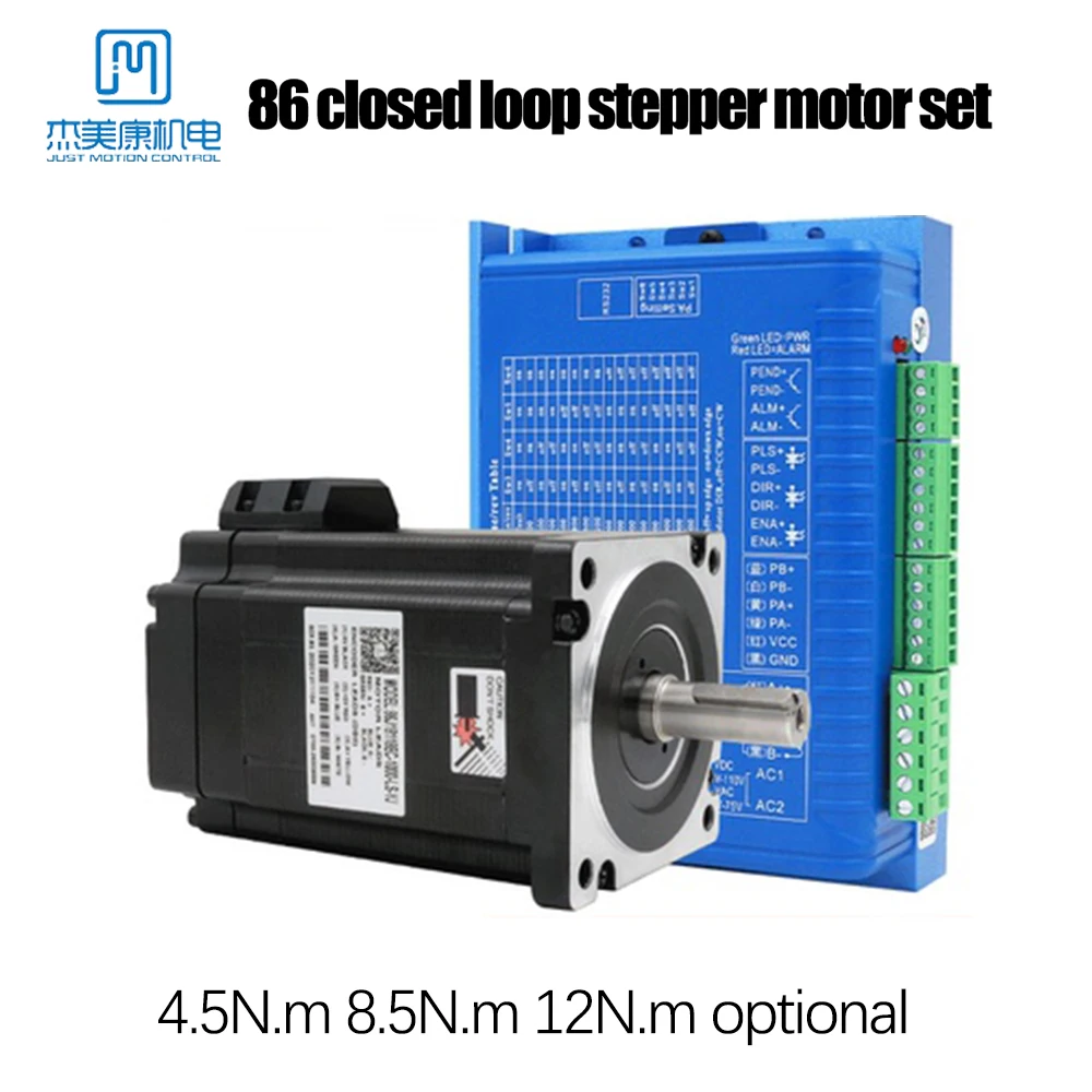 JMC 86J18118EC-1000 Nema 34 4.5 8.5Nm 12N Closed Loop Stepper Motor With Encoder 2HSS86H 6A Hybrid Servo Driver For CNC Engraver