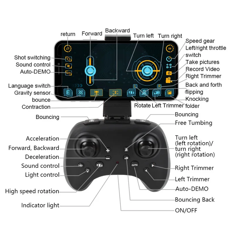 Rc Bounce Car 2.4g Jumping Car No Camera Or With Wifi Camera 2.0mp Flexible Wheels Rotation Rc Small-Scale Robot Car Boy'S Gift 4