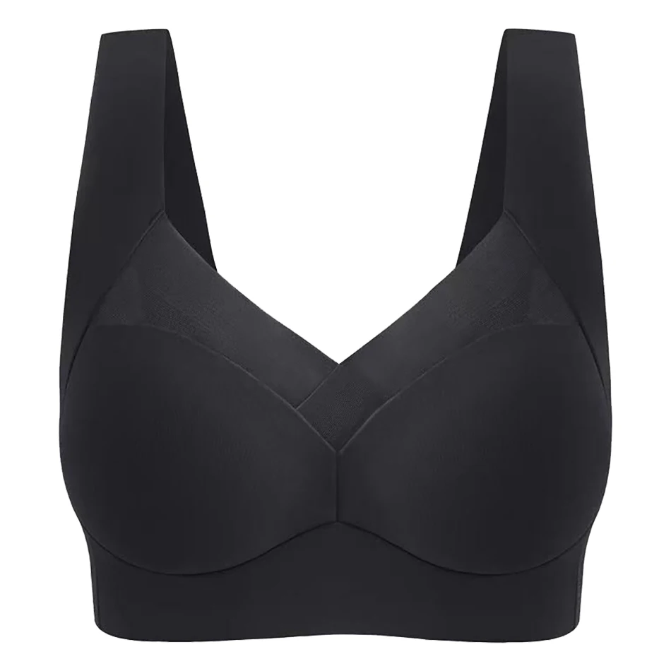 Ergonomic Women Plus Size Seamless Sports Bras Breathable Ice Silk No Underwire Built in Soft Padded Cups for Ultra Comfortable 4