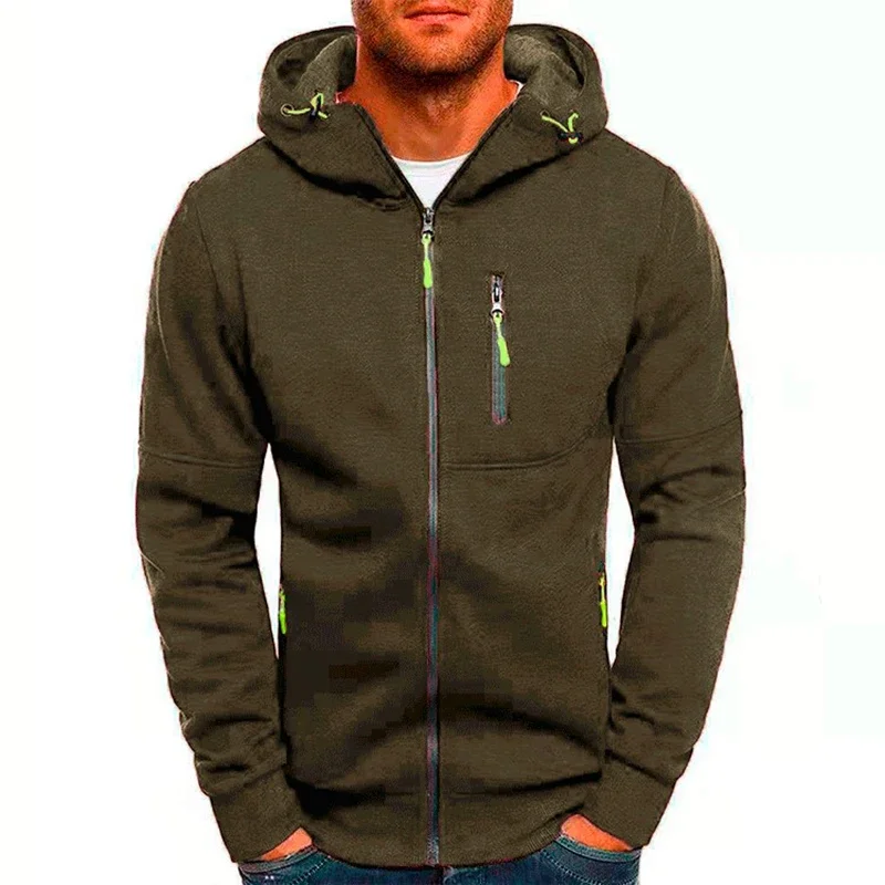 

Fashion Casual Men's Jackets Tracksuit Solid Long Sleeve Zipper Hooded Outerwears For Male Pockets Hoodies Sweatshirts Clothing