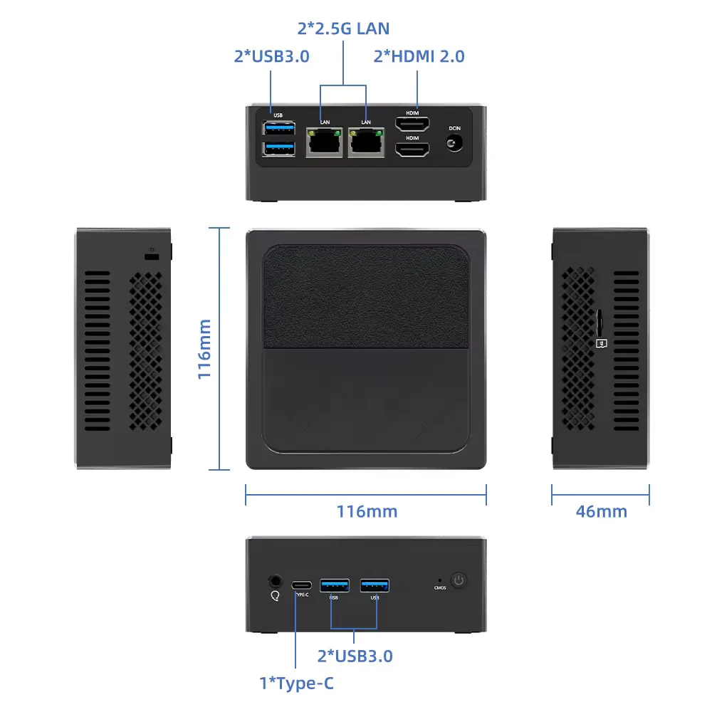 ZXIPC Mini PC Intel N100 4Cores 4Threads 4800Mhz DDR4 DDR5 WiFi 6 BT5.2 16GB 512GB Desktop Gaming Computer Mini PC Gamer  미니pc 6