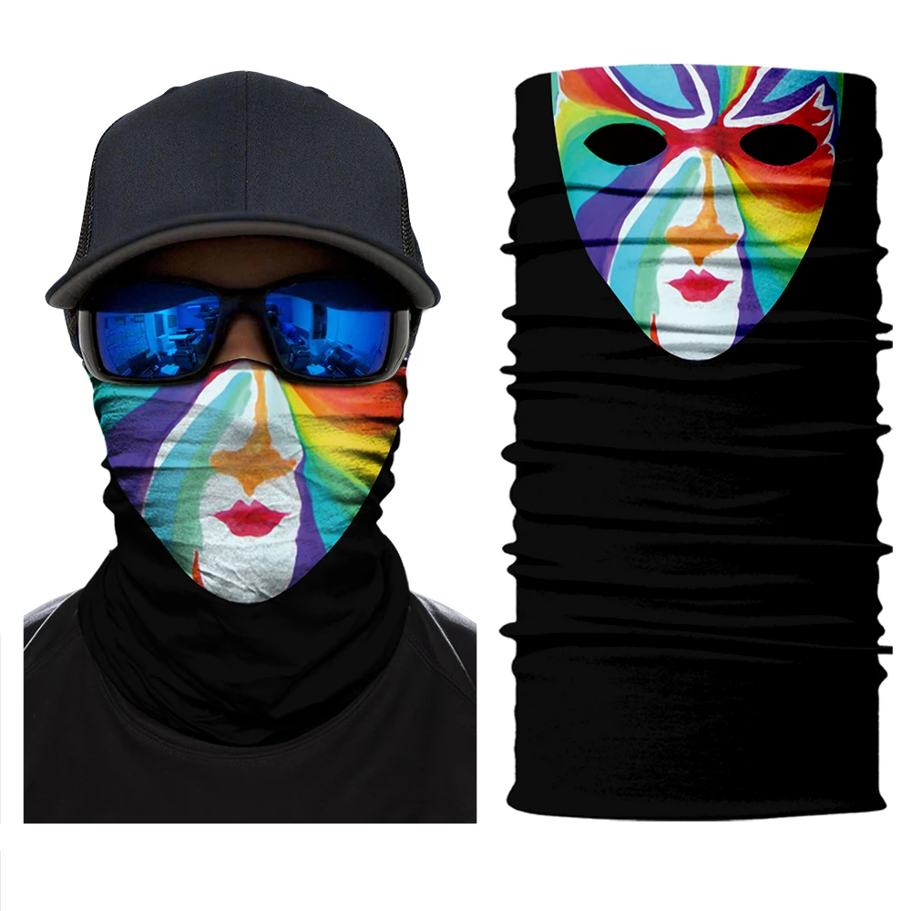 3D Riding Motorcycle Head Cover Mask Clown V-shaped Enemy Team Skull Multi Functional Magic Headband Mask