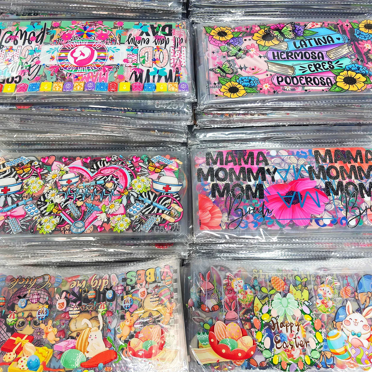 10PCS Cartoon Hot Sale Random Wholesale UV DTF 16oz Easy Peel Waterproof Transfers UVDTF Stickers 16oz UV DTF Tumbler Cup Wraps