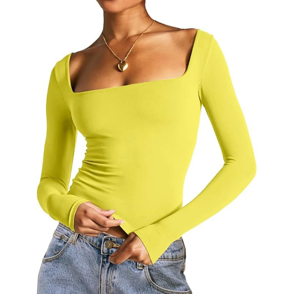 Women Long Sleeve Cropped Solid T Shirt Tops