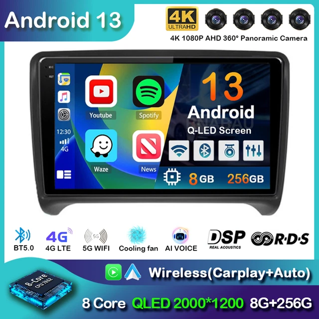 4G 32G DVR 4G) Android 13 For Audi TT MK2 8J 2006 2007 - 2012 Car