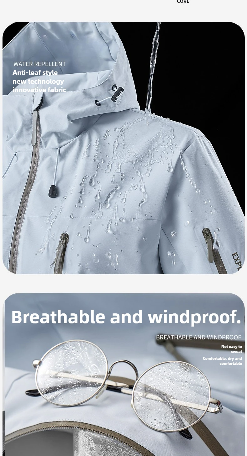 COMXZ Lightweight Waterproof Windbreaker Jacket for Camping Hiking Travel, Breathable Outdoor Windproof Raincoat Thin Coat