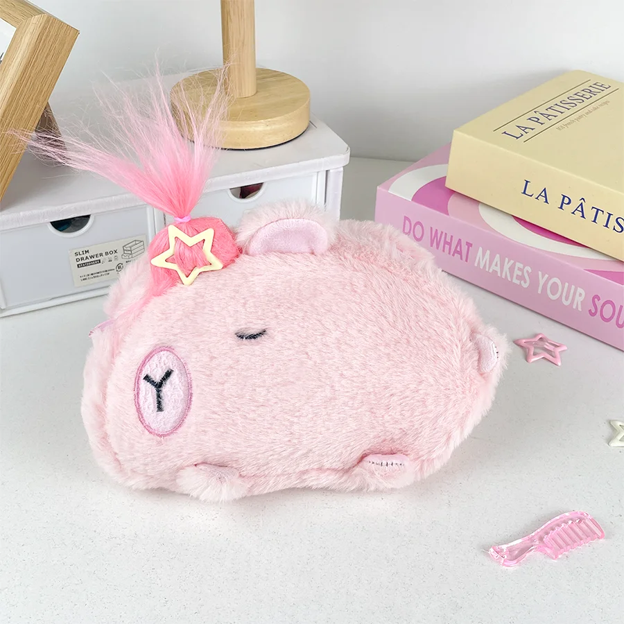 Cute plush capybara pencil storage bag cartoon animal student supplies pencil case case large capacity stationery bag