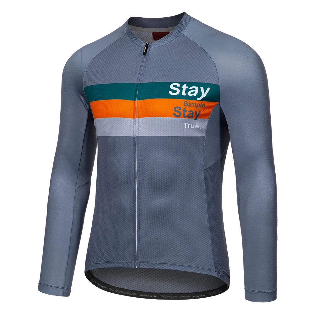 Santic Men's Cycling Jersey Long Sleeve Bike Jersey Cycling Tops Men Cycling Shirts Breathable Universal