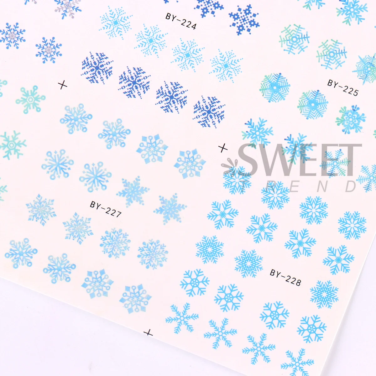 12 Design Winter Snowflakes Nail Transfer Sliders Gradient Blue Purple Pink Snow Decals DIY Charm New Year Manicure Foils Wraps