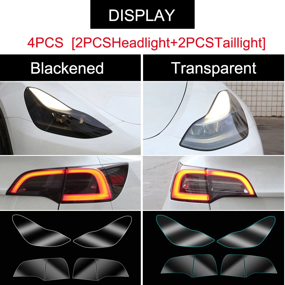 For Tesla Model 3 Highland 2023-2024 Headlamp Taillight Light-sensitive TPU  Color Changing Smoke Black Headlight Protector Film - AliExpress