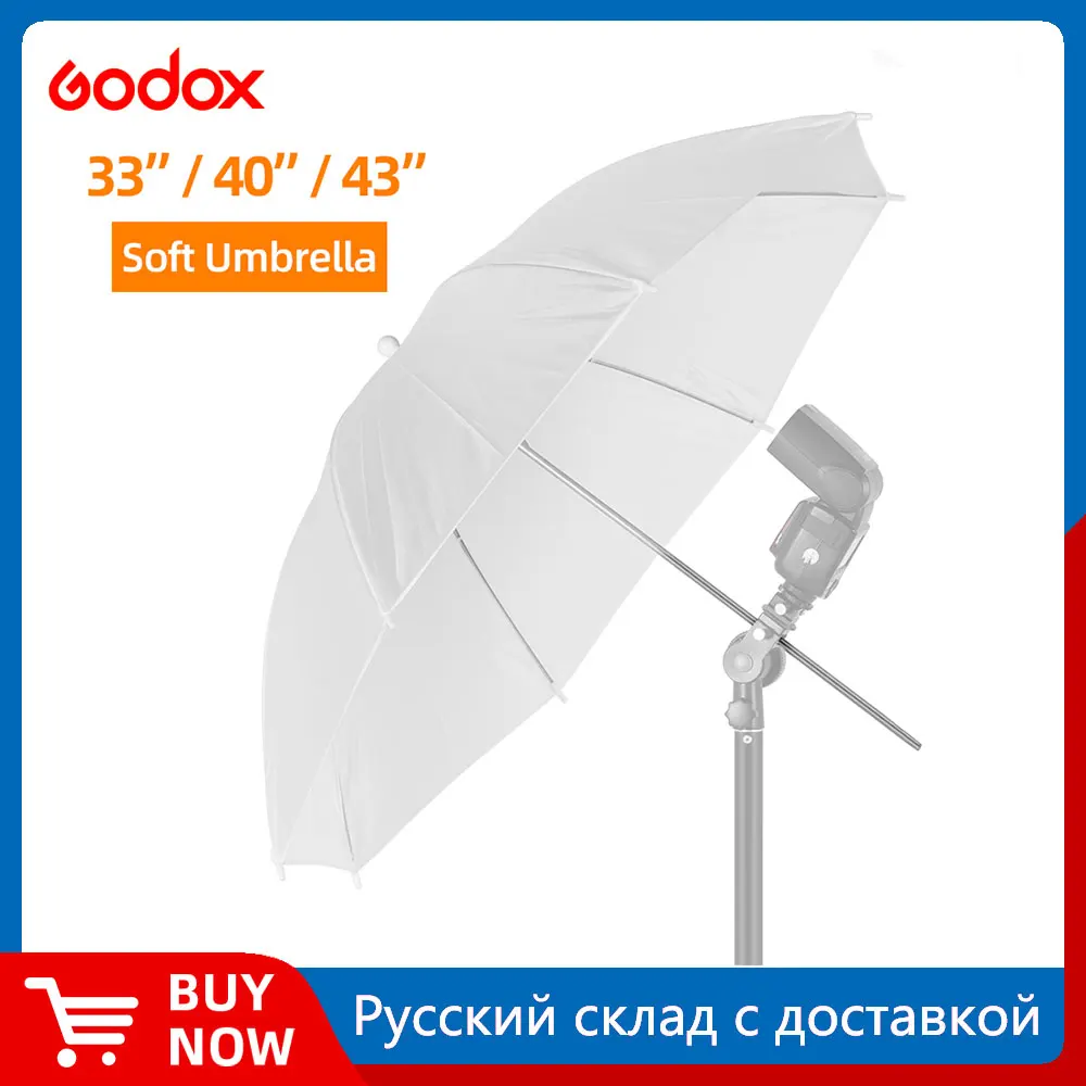 Godox 33" 84cm 40" 102cm 43" 108cm White Soft Diffuser Studio Photography Translucent Umbrella for Studio Flash Strobe Lighting