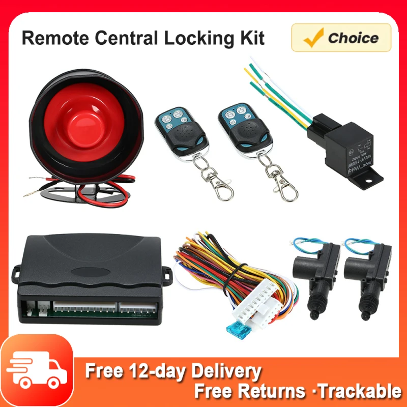 KIT de alarma de coche + bloqueo centralizado remoto de 2 puertas con inmovilizador de SENSOR de choque, kit de bloqueo CENTRAL remoto, alarma de coche para todo tipo