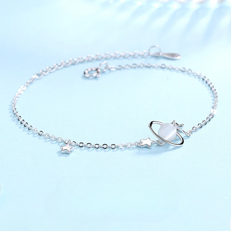 

Y2K S925 Sterling Silver 2024 New Shiny Star Girl Planet Trend Bracelet Charm WOMEN Hand Chain Fashion Lady Party Jewelry Gift