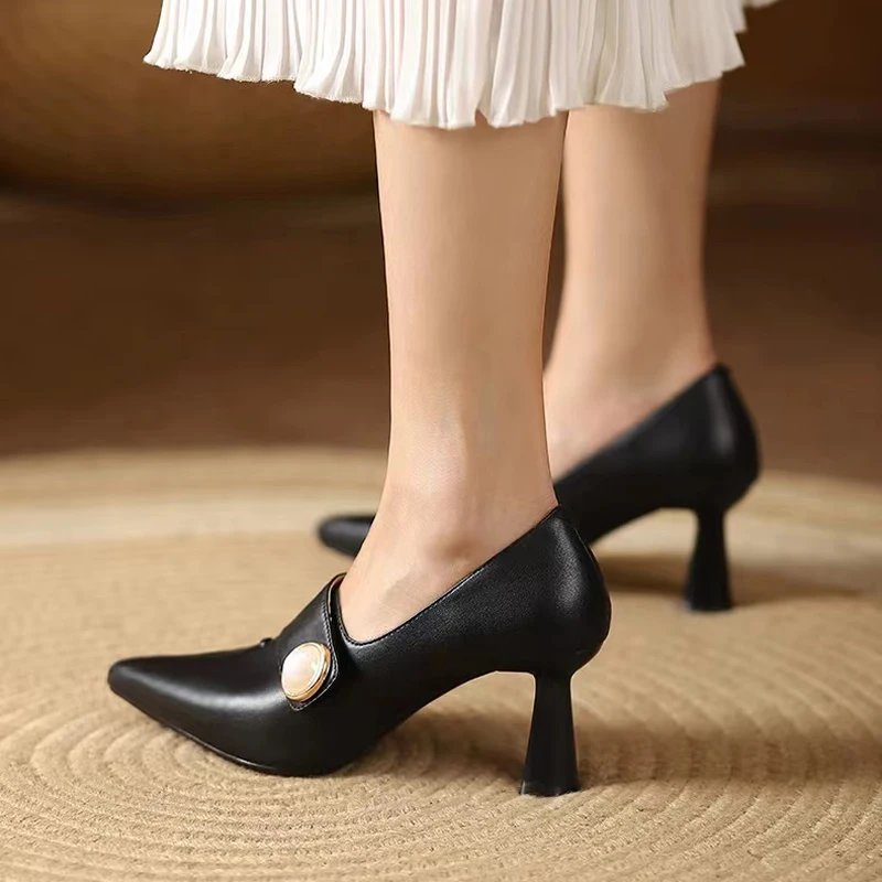 Women Fashion Light Brown High Quality Heel Shoes for Autumn Amp Spring Lady Classic Comfort Stylish Black Shoes Women Heels