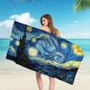 Retro Art The Starry Night Sunflowers Irises Beach Towel Cartoon Cute Large Bath Pool Beach Towel Absorbent For Swimming Travel 1