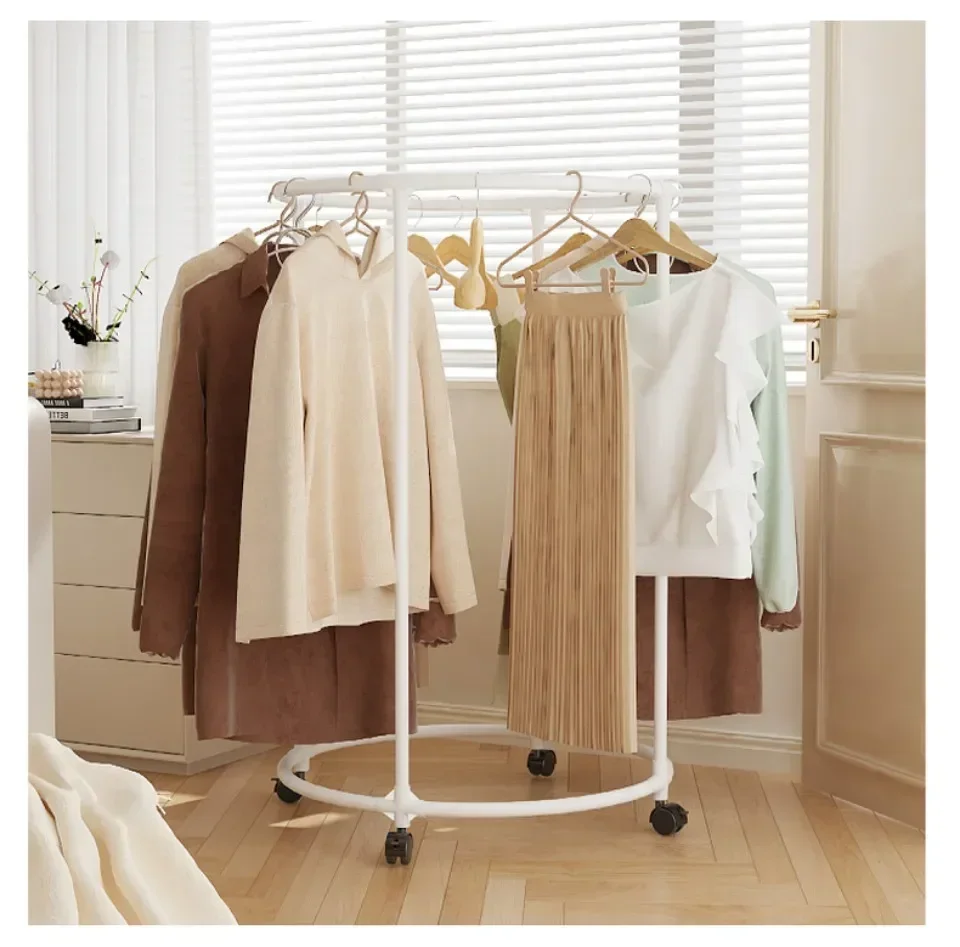 Multifunctional Rotating Circular Drying Rack With Floor Mounted Wheels