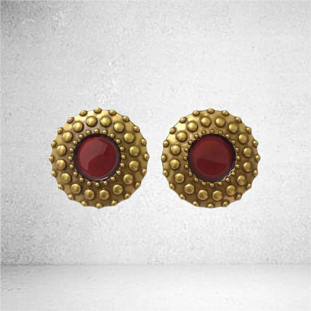 

To Reines Vintage Ruby Enamel Button Ear Clip Fashion Luxury Jewelry Earrings For Women Party Banquet Gifts сережки женские