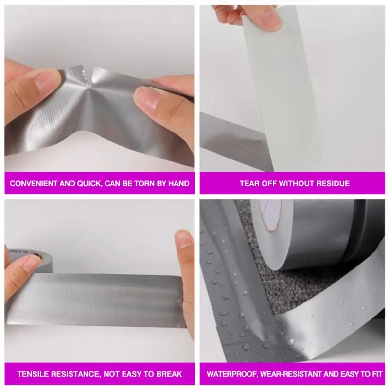 10M Waterproof Duct Repair Tape Strong Cloth Silver Gray Cloth Tape High  Viscosity Seal Carpet Tape DIY SelfAdhesive Home Decor