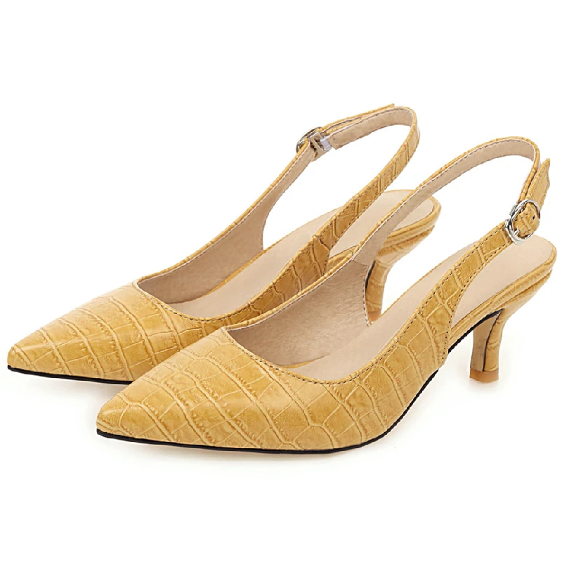 Slingback Sandals Women Summer Casual Fashion Point Toe Snake Leather Shoes For Women Low Heels Comfort Mules Party Shoes Ladies