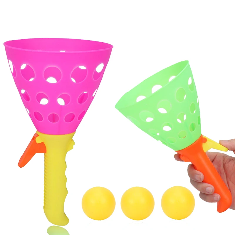 A Pair  Double Catapult Ball Children Toss and Catch Parent-child Outdoor Interactive Fun Toys Kindergarten Educational Toys