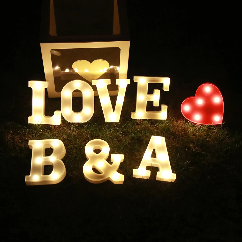 Decorative Letters Alphabet Letter LED Lights Luminous Number Lamp Decoration Battery Night Light Party Baby Bedroom Decoration led letter light led number lamp