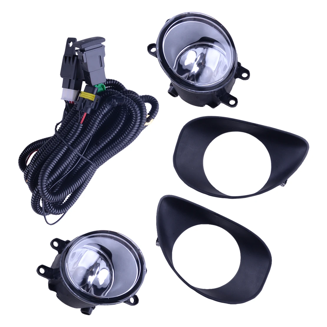 

12V 55W Clear Lens Front Left Right Bumper Fog Light Lamp Frame Harness Switch Kit Fit for Toyota Yaris Hatchback 2006 2007 2008