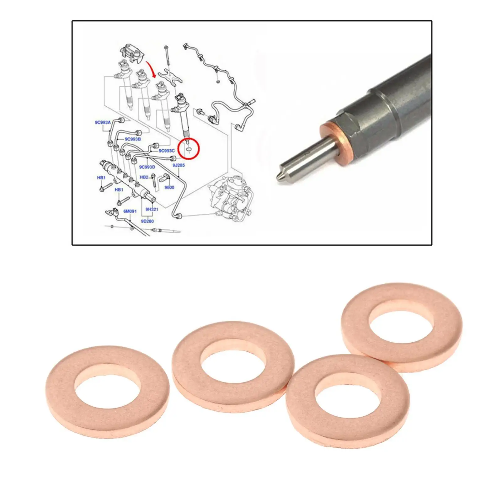 

4Pcs Fuel Seal Copper Washer Copper Washers for Transit 6
