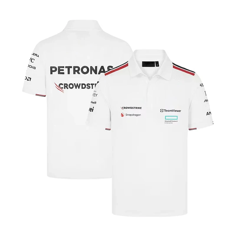 

2024 New F1 Racing Black and White Classic Fans Same Short sleeved T-shirt Polo Shirt.