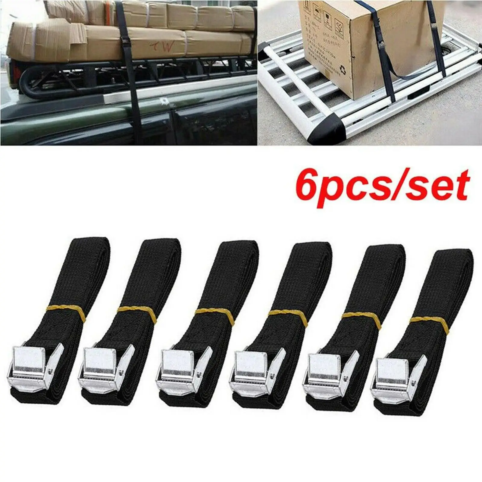 Pack of 6 Tie Down Straps Lashing Straps for Car Frame Luggage Strap