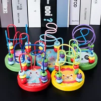 Baby Montessori Educational Math Toy Kids Circles Bead Wire Maze Roller Coaster for Children Montessori Wooden Toys Wood Puzzles 2