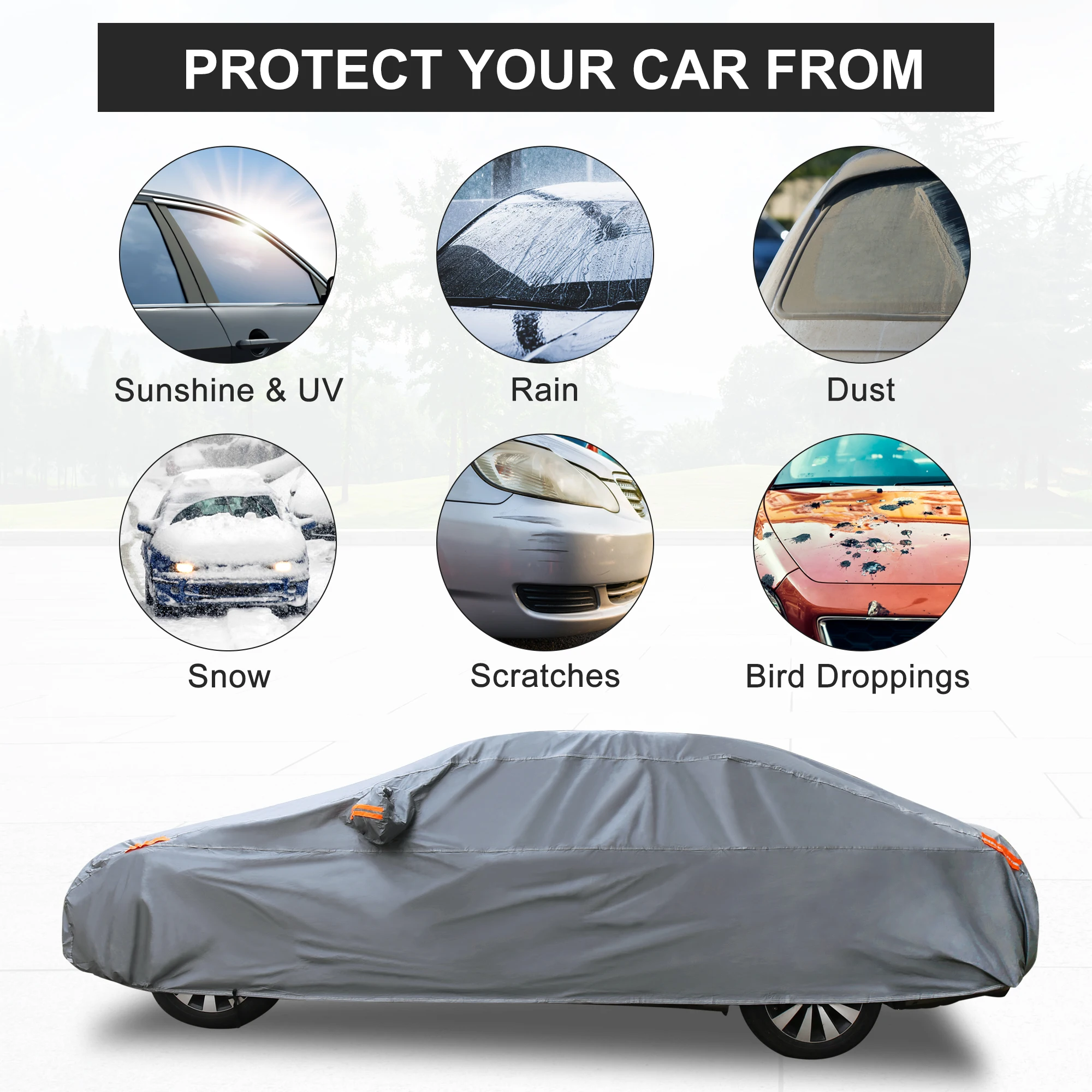 Full Car Cover Outdoor Waterproof Snow UV Dust Soft Protection For