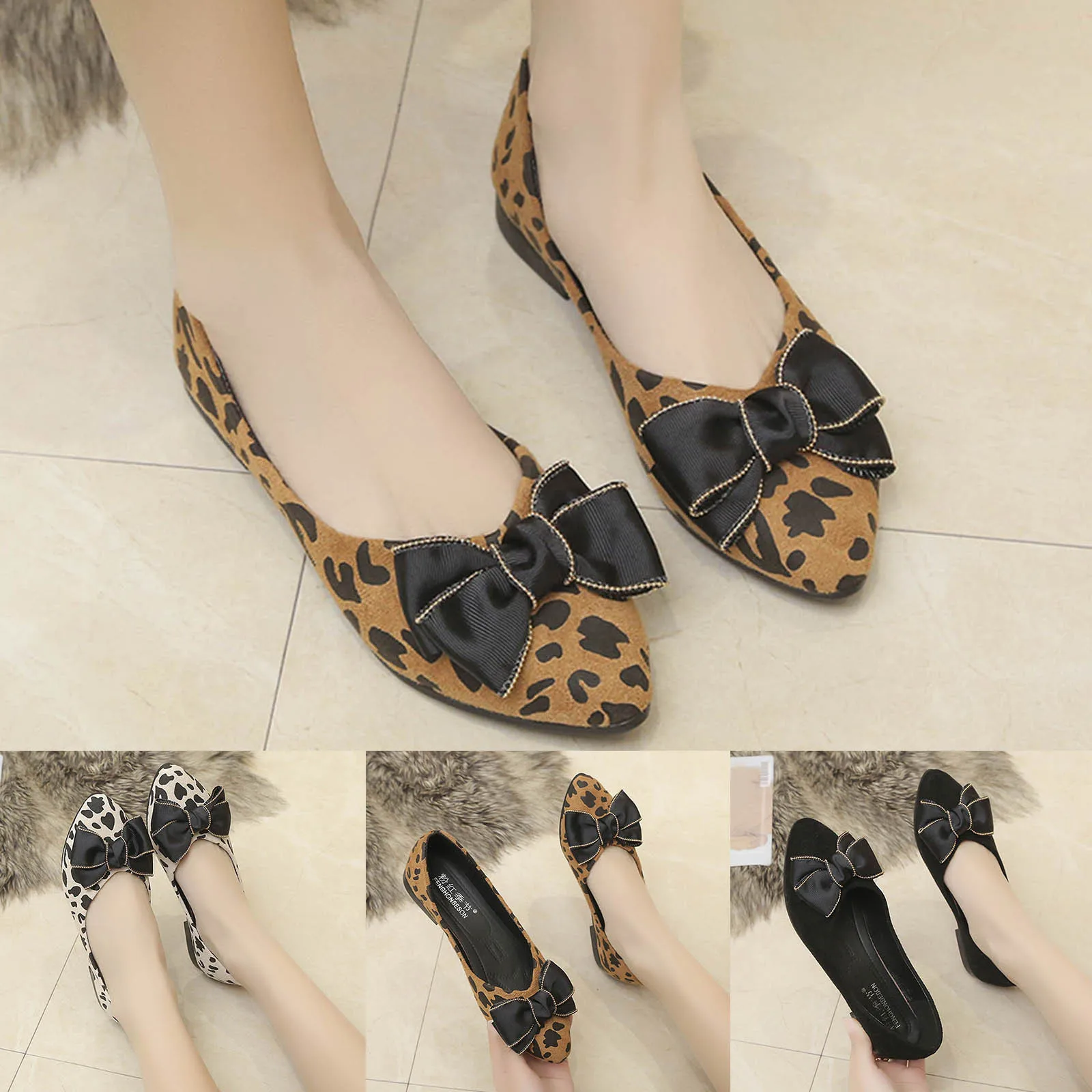 Free Shipping Flat Shoes Spring Summer Women Shoes Flat Pointed Leopard