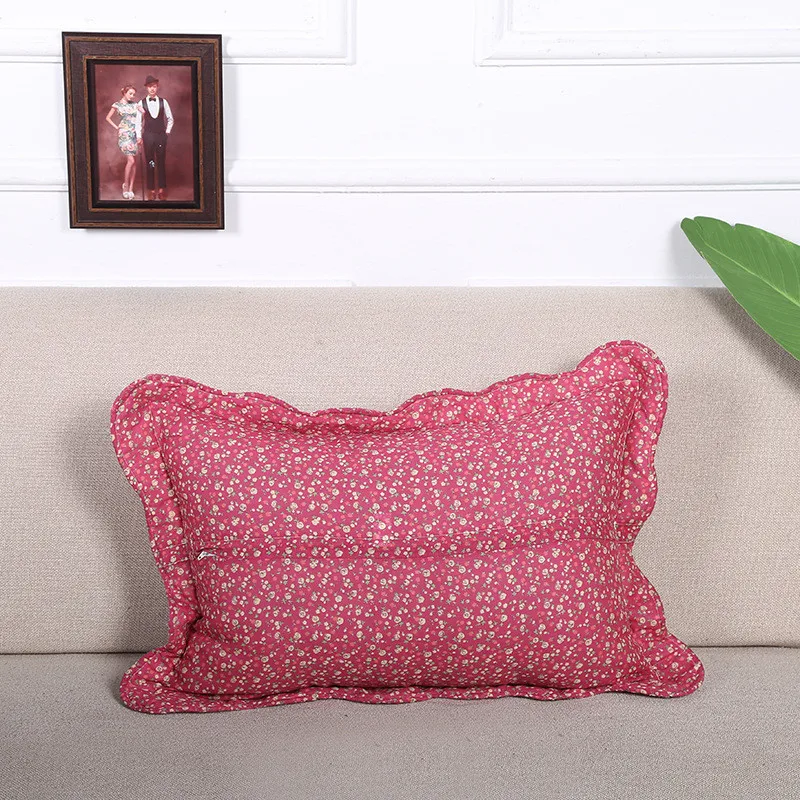 Floral Quilted Pillow Cover, Lotus Leaf Lace Quilting Pillow Sham, Soft Home Decorative Pillowcases, Cushion Cover, 100% Cotton