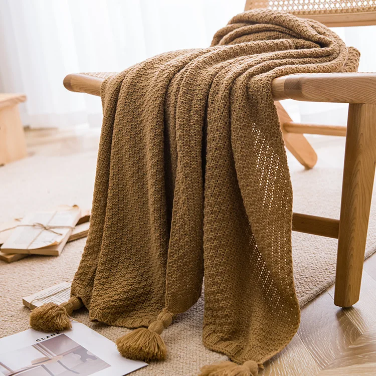 Handmade Blanket Casual Lunch Break Office Fringe Sofa Blanket Simple Bed Flag Bed Tail Blanket 2