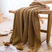 Handmade Blanket Casual Lunch Break Office Fringe Sofa Blanket Simple Bed Flag Bed Tail Blanket 2