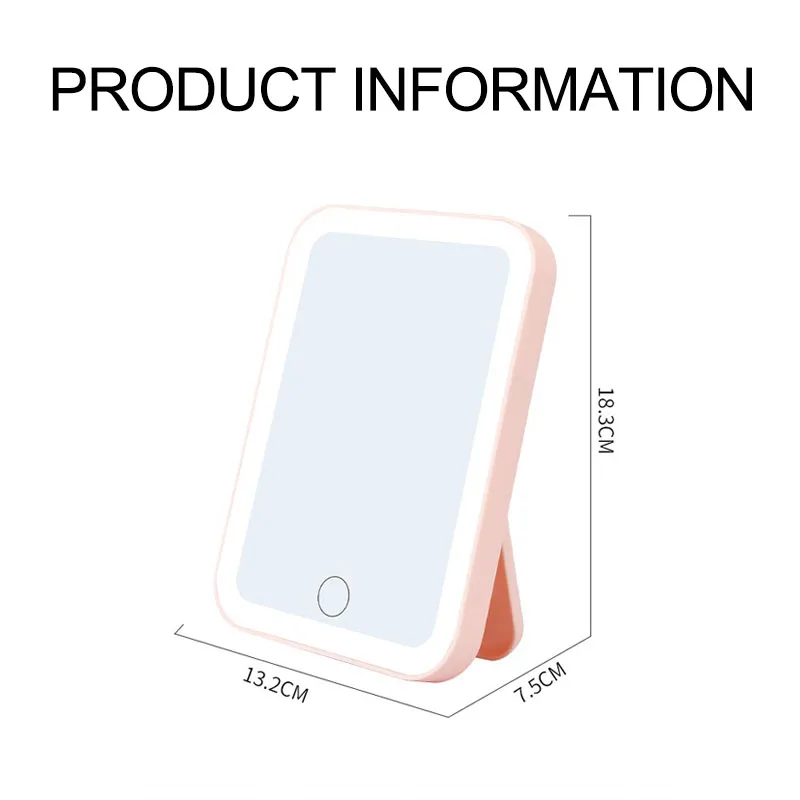 New 3 Colors LED Vanity Mirror Dimming Makeup Cosmetic Mirror with Lighting Portable USB Rechargeable HUAZJ16