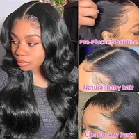 Perruque Lace Frontale 13x4 13x6 en Cheveux Humains Brésiliens Remy 250% Noirs, Ondulés et Mouillés, Effet Body Wave, 40 42 Pouces, avec Dentelle HD 4