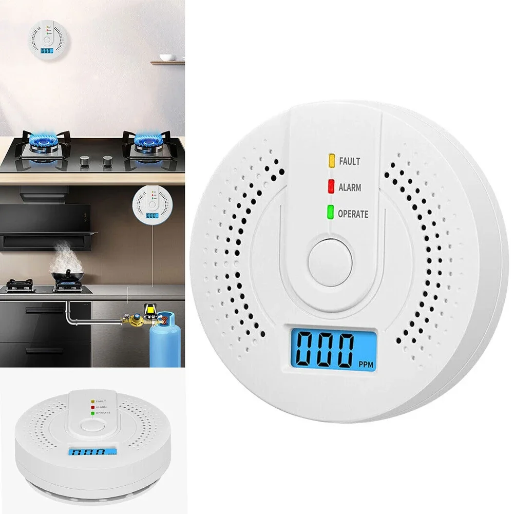 Digital Warning Alarm Sensor Sound Warning Battery Powered CO Gas Monitor Alarm Detector Portable CO Detector for Home Warehouse
