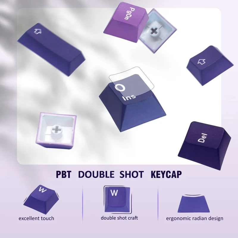 Pbt Keycaps para Teclado Mecânico Gaming Double Shot Cherry Gateron Switches mx Gamer Roxo Perfil 132 Chaves - Imagem 5