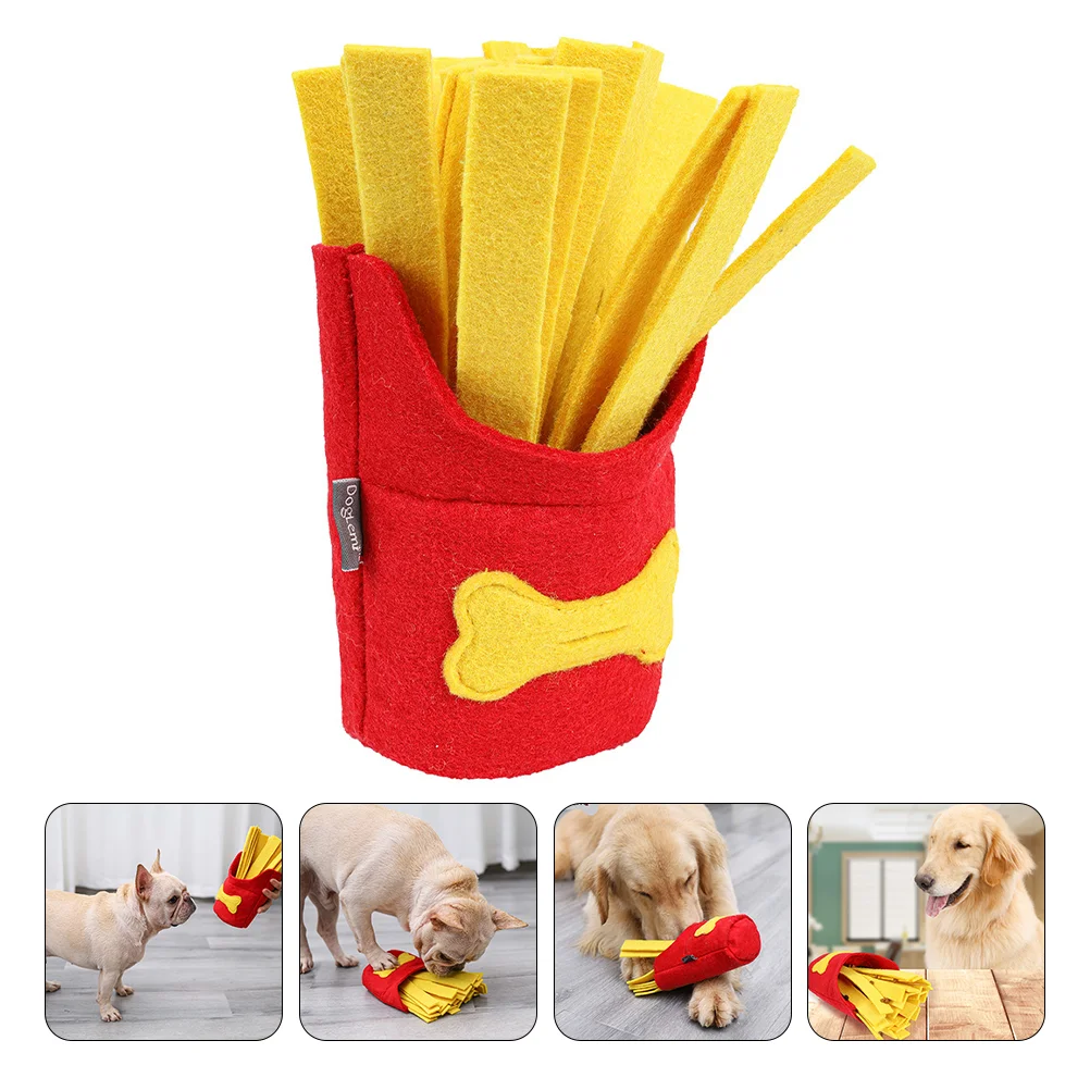 

Puppy Snuffle Feeding Toy French Fries Interactive Feed Game Toys Squeaky Slow Feeding Toy Hide Seek Puzzle Dog Toy