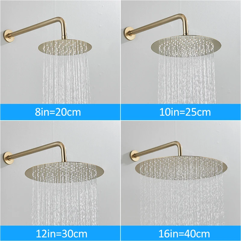 Quyanre Brushed Gold Shower Faucets Set Rainfall Shower System Concealed Hot Cold Water Mixer Tap Bathroom Round Faucet bathroom shower faucet set bathroom faucet