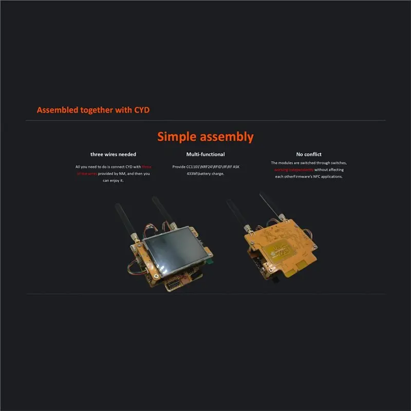 【SURPISE】NM-RF-Hat 컴패니언 햇 제로-컨플릭트, ESP32-2432S028용 멀티 밴드 RF CYD CC1101 NRF24 IR TX/RX 433M ASK 전력 관리