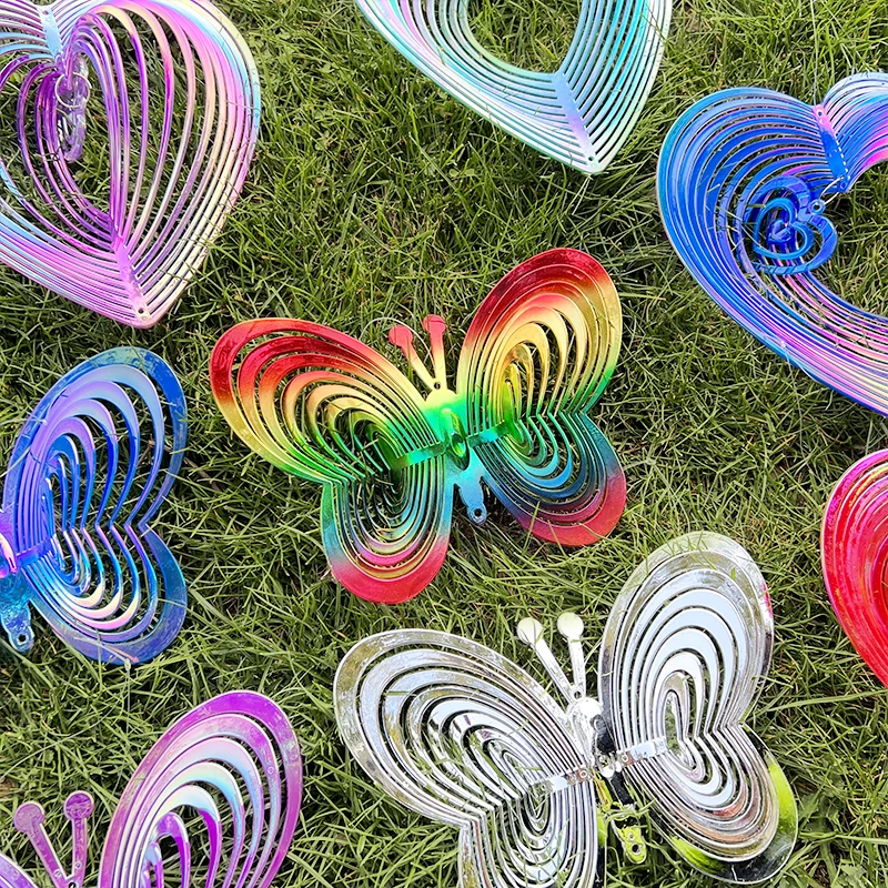 Love Heart Vlinder Wind Spinners Roterende Wind Gong Voor Tuin Balkon Decoratie Buiten Zon Catchers Opknoping Ornamenten