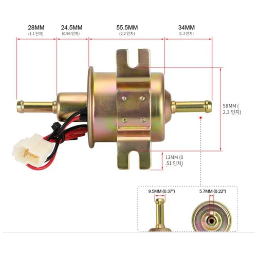 12V/24V 범용 전기 연료 펌프 저압 볼트 고정 와이어 디젤 가솔린 HEP-02A 자동차 기화기 오토바이 ATV 3