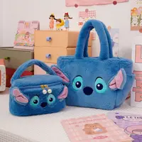 Disney Stitch Plush Handheld Bag Cute Cartoon Stitch Shoulder Bag Large Capacity Makeup Box Portable Lunch Bag Girls Gifts 1